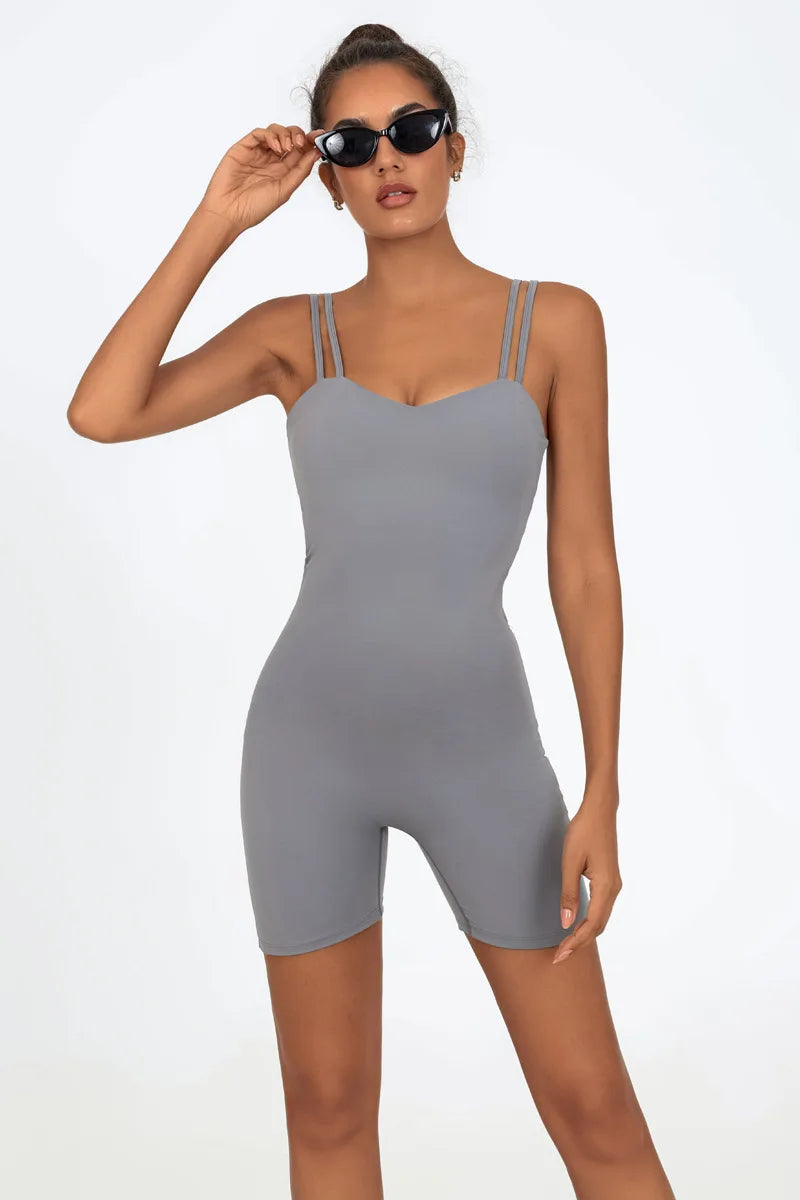 Greenora Women's Workout Romper Sexy Backless Yoga Jumpsuit Slim Fit Bodysuit Fitness Activewear Sleeveless Sportswear One Piece