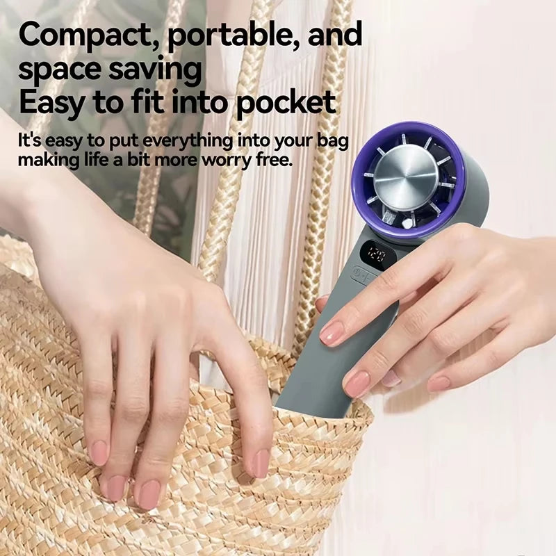 3000mah Handheld Mini Fan Electric Hand Fans Ice Compress High-Speed Cooling USBRechargeable Portable LED Digital Display