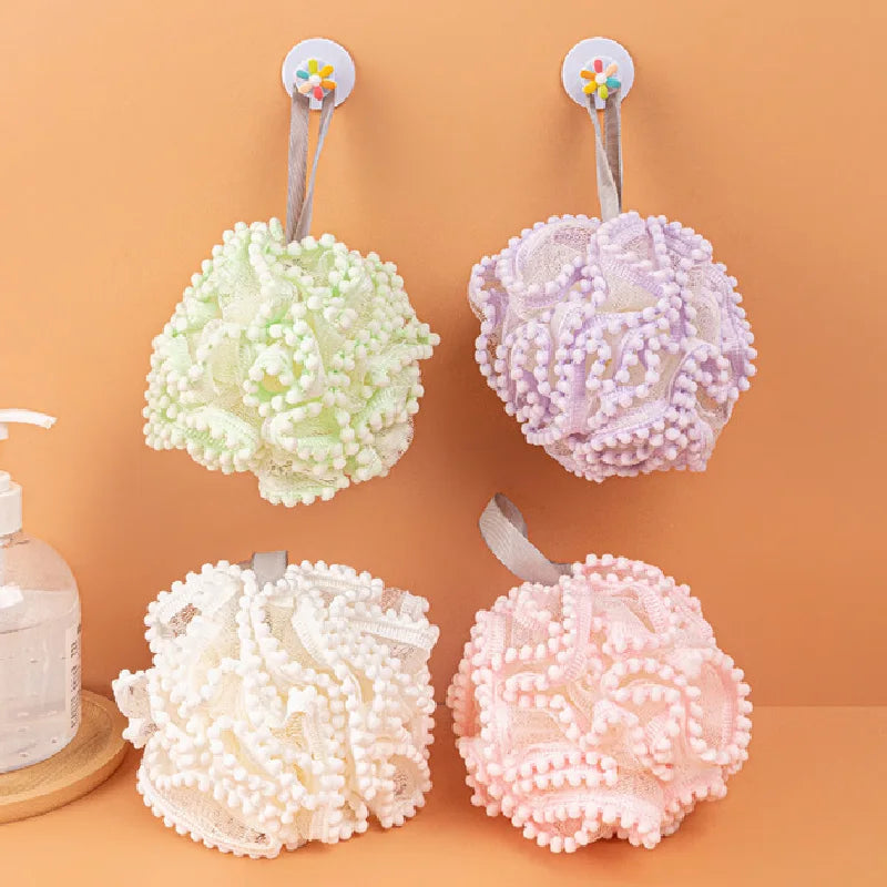 Soft Mesh Bath Sponge Balls Skin Cleaning Brush Shower Puff Body Cleaner Exfoliating Scrubbers Bath Flower Bathing Accessories Main image