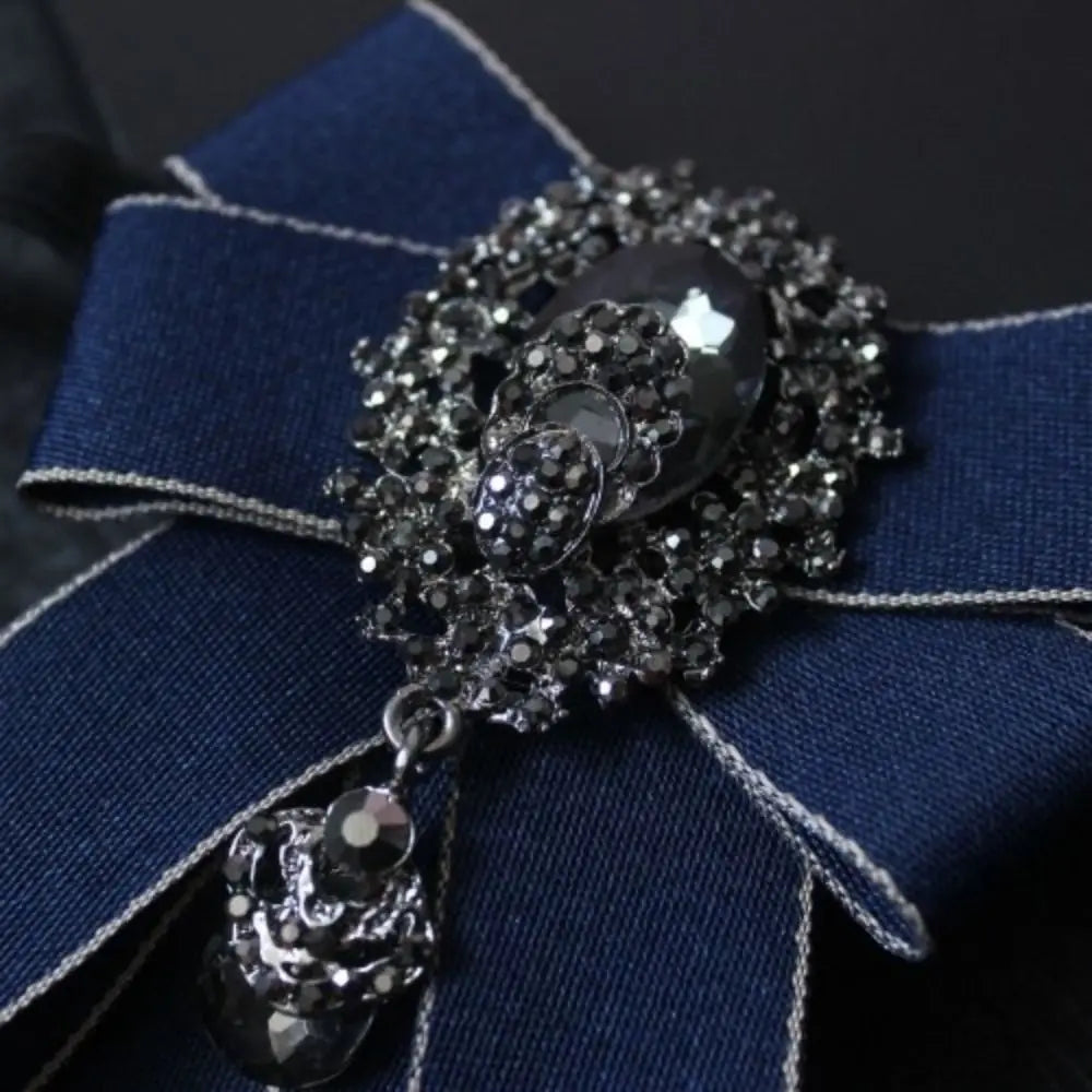 Luxury Ribbon Ribbon Bowtie Rhinestone Handmade Bow Tie Fabric Cloth Art Crystal Neck Tie For Men and Women