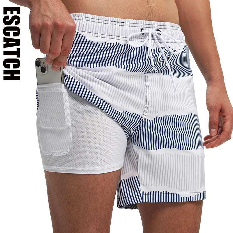 ESCATCH Summer 2026 New Fashion Polyester Swimming Shorts Men Gym Board Quickly Dry Elastic Waist Traje De Baño Beach Pants Main image