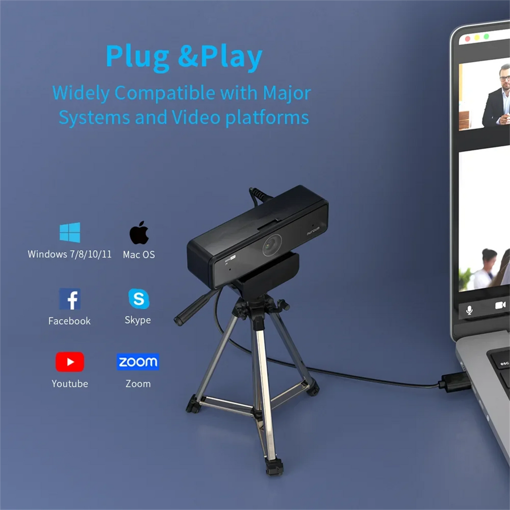 Nuroum 2K QHD Webcam 1440P 30FPS&1080P 60FPS Dual Mode, AI Noise Cancelling Mic,Streaming Camera, USB Plug & Play for PC/Mac