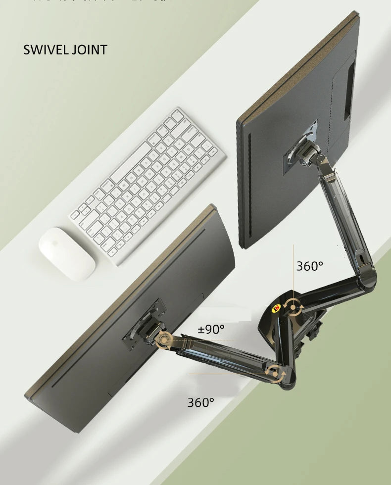 Desktop NB F160 + FP-2 Gas Spring Dual Arm for 17"-27" Monitor Holder + 10"-17" Laptop Support Air Press Mount Stand Load 2-9kg