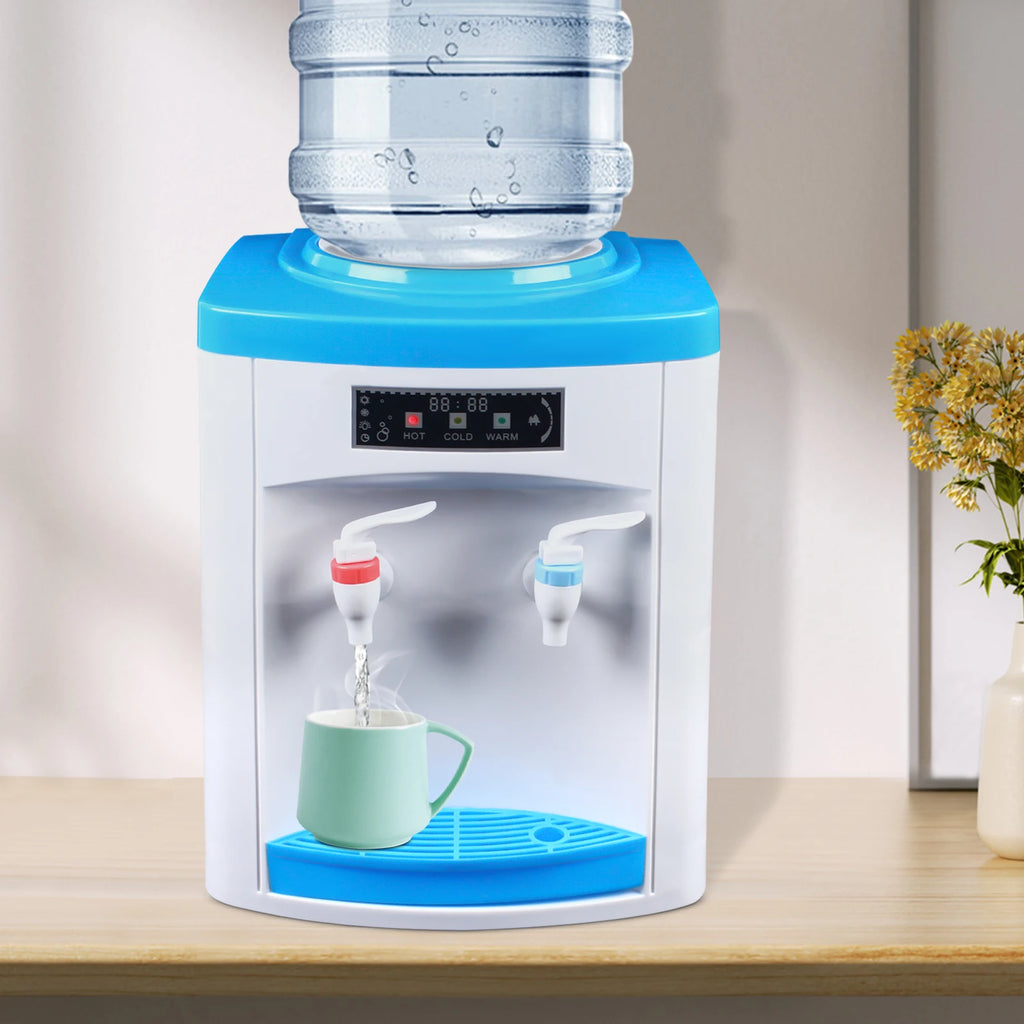 Compact Hot and Cold Water Dispenser, Energy-Saving Desktop Water Cooler Stainless Steel Mini Drinking Station for Office Home