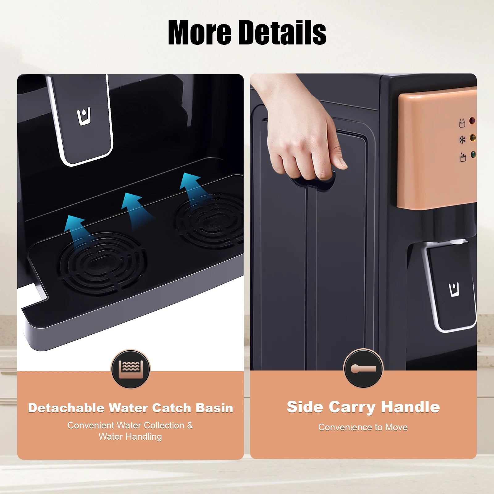 220v Hot Cold Water Dispenser Top Loading Water Cooler Dispenser Hold 3.5l/5l/10l /18.9l Countertop For Desks,coffee tables