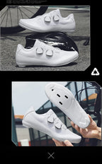 Speed Cycling Sneaker Men's Road Cycling Shoes Cleat Shoes Spd Shoes Cycling Flat Pedal Shoes Man Bike Outdoor Footwear White