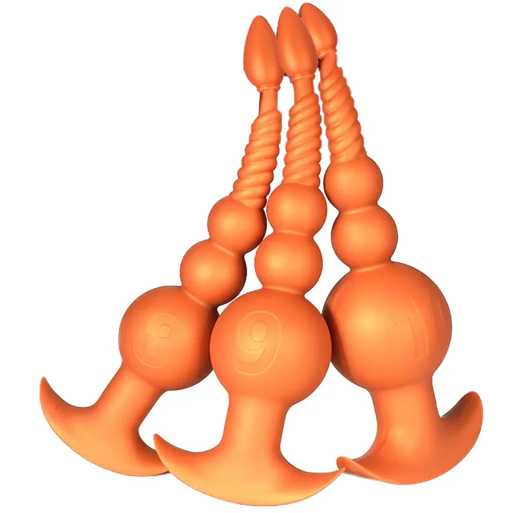 3-10cm Huge Anal Plug with Tail Sex Toys for Adult Games Couples DIY Cosplay Big Butt Plug Silicone Soft Long Anal Beads Women Main image
