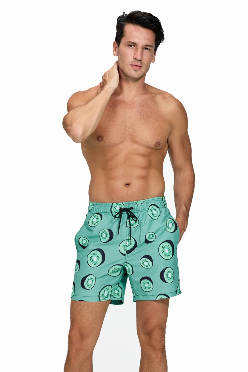 DATIFER Men's Sports Short Beachwear New Style Polyester Printing Fitness Beach Pants Surfing Swimming Trunks Bathing Swimwear