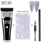 LILYCUTE 15ml Extension Gel Nail Polish Set Quick Nail Prolong With Extend Mold Nail Tips Acrylic Solution Manicure Tools Kit