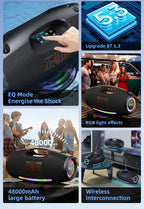 ZEALOT-S89 250W Waterproof Portable Loud Bluetooth Speaker, Wireless Outdoor Boombox SubwooferTriple Passive Radiators-Deep Bass