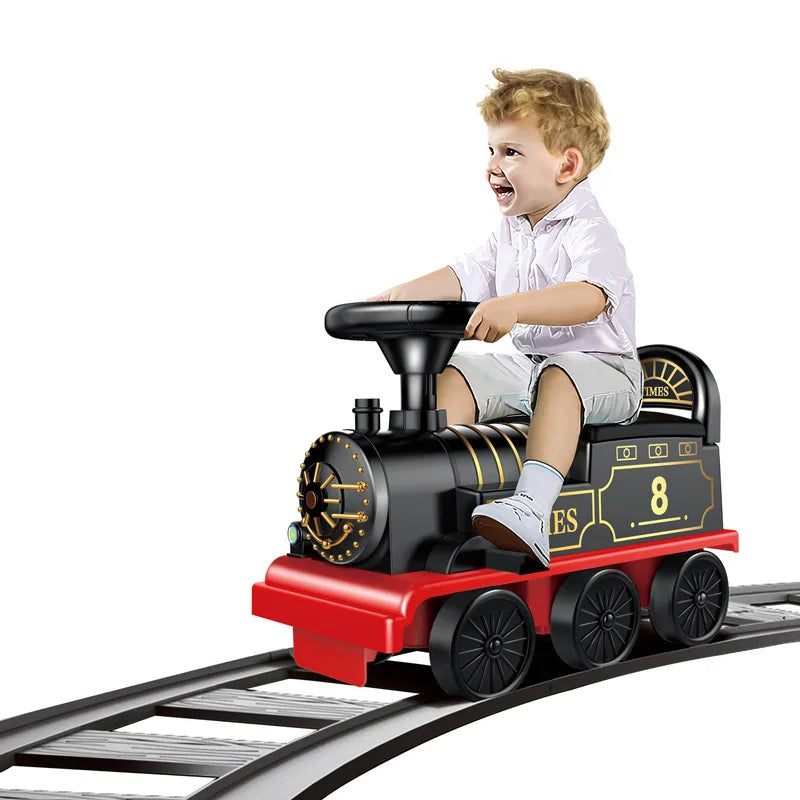 Kids Train Riding Toy Ailway Classical Electric Model Can Carry A Small Train Rail Car Children's Baby Walker Stroller Toys Boys Main image