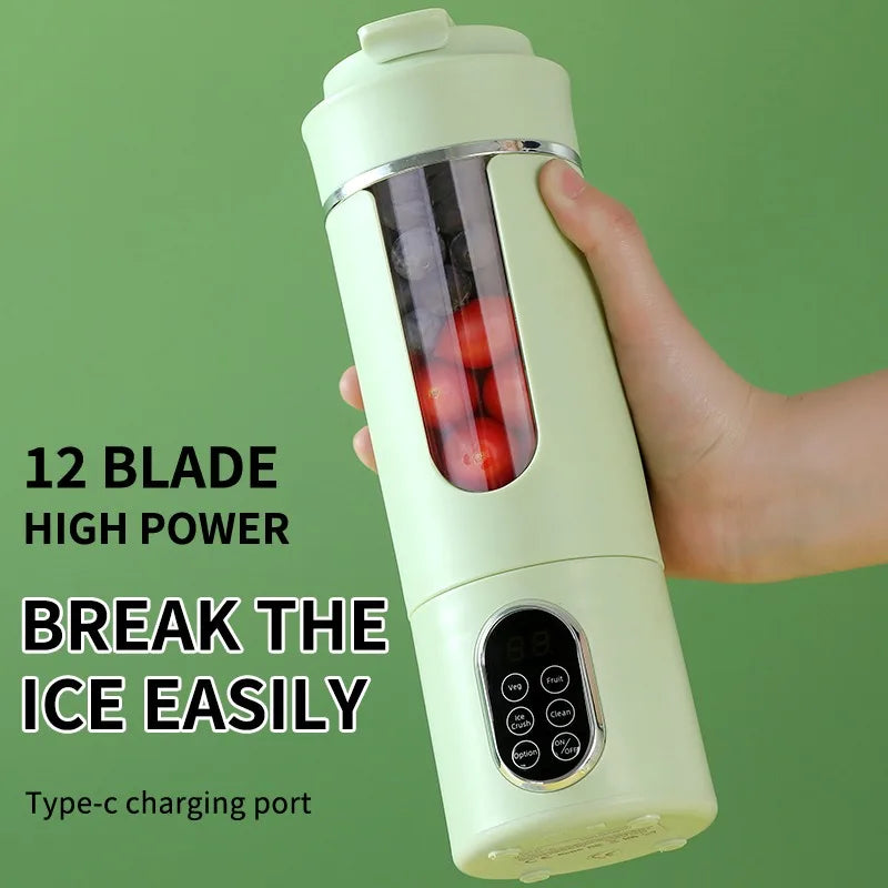 New 530ml Portable Juicer Wireless USB Charging Crushed Ice Electric Juicing 12 Blade 4 Gears 7.4V Mini Fresh Juice Blender Secondary image