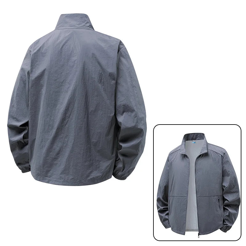 Men's Sun Protection Jacket Ultrathin Windbreaker Summer Outdoor UV Jacket Loose Stand Collar Oversized Sunscreen Coat Fishing