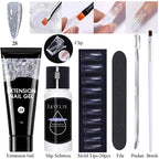 LILYCUTE 15ml Extension Gel Nail Polish Set Quick Nail Prolong With Extend Mold Nail Tips Acrylic Solution Manicure Tools Kit