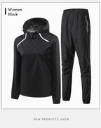 Men Double Zipper Sport Fitness Running Set Women Double Zipper Running Fitness Weight Loss Sweating Sweating Easy Lose Fat Set