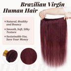 Wine Red #99J Remy Human Hair Weave 16-28 inch Long Silky Straight  Unprocessed Virgin Brazilian Hair Weft Extensions for Women