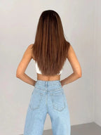 High Waist Straight Leg Jeans plus Size Fashionable Spring Autumn Long Pants Comfortable Casual Russian Cross-Border Style