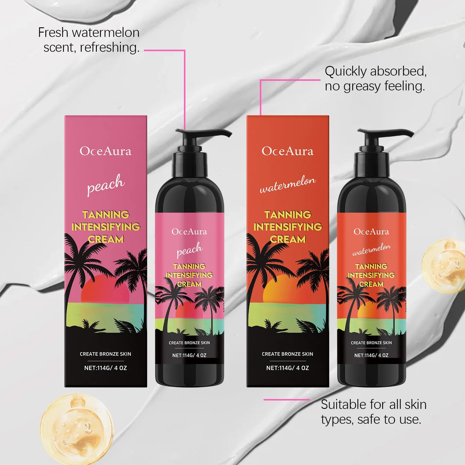 Peach Self Tanner Cream Enhancing Bronzing Boosting Darkening Sunless Tanning Sun Kissed Tone Hydrating Watermelon Bronzer Cream Main image
