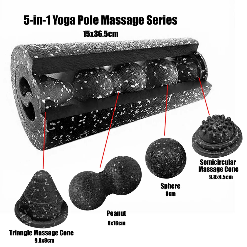 5-in-1 Fascia Roller Set Muscle Recovery Set-Vibrating Foam Roller&Peanut Massage Ball for Back,Neck,Leg Yoga Workout Secondary image