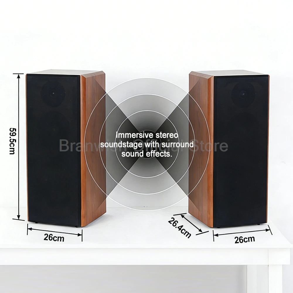 High Power Passive Speakers 8 Inch Floor Standing 3 Way Home Audio System 90dB Sensitivity Wooden Hifi Speakers A Pair