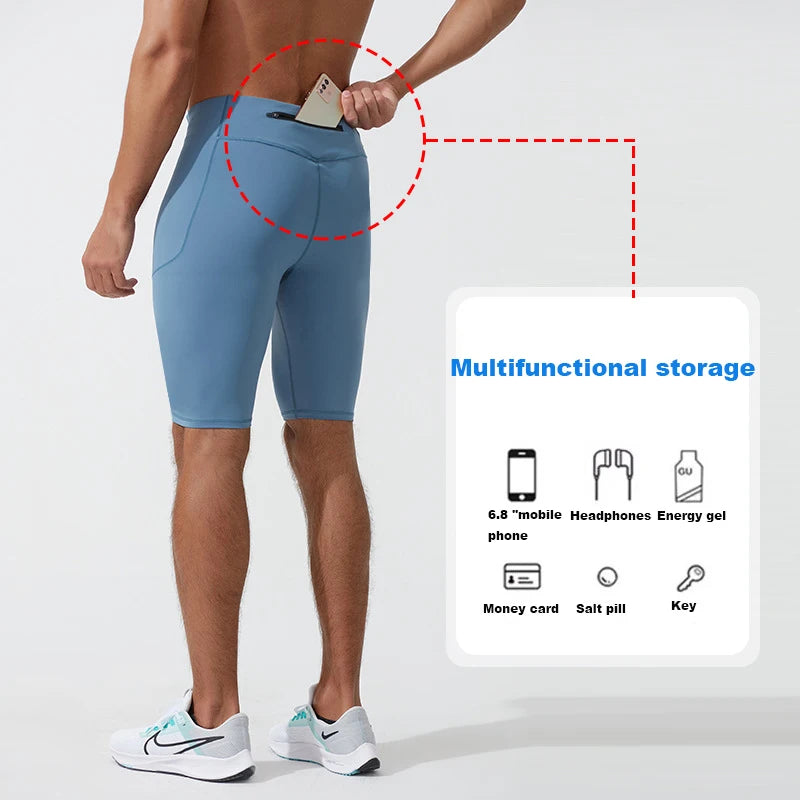 Compression Shorts Men Quick Dry Bodybuilding Tights Shorts Fitness Leggings Elastic Waist Sport Bottoms Gym Running Shorts Men Secondary image