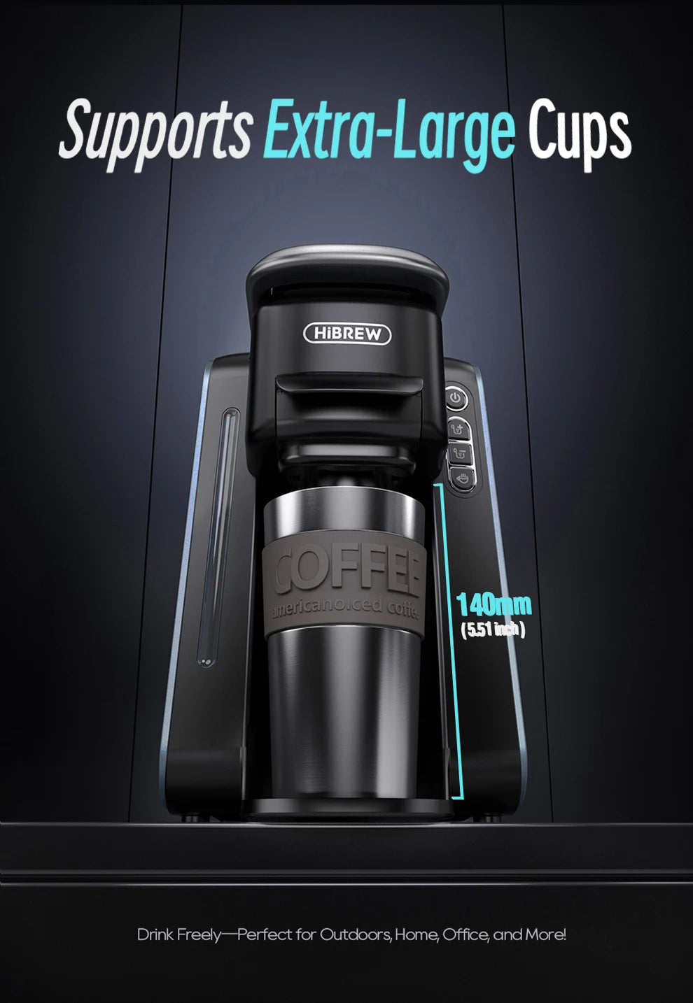 HiBREW 6 in 1 Multiple Capsule Coffee Machine Hot/Cold DG Nes Capsule ESE Pod Tea Basket Ground Coffee Cafeteria 20Bar H6