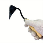 1pc, Wooden Handle Crooked Hoe, Multifunctional Garden Digger, Metal & Wooden Garden Tool, Seedling Hoe for Home Gardening