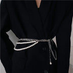 Multilayer Pearl Belt Waist Chain for Women's Fashion Retro Y2K Designer Belt Character Playing Clothes Accessories Party Belts
