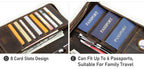 Family Passport Wallet with AirTag Slot for Travel Genuine Leather Credit Card Boarding Pass Holder Pen Cover Money Clutch Bag