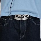 Unisex Nostalgic Design DVD Buckle Belt Men Women Decoration Paired with Jeans Waist Straps Belt Versatile Design Sense Belt