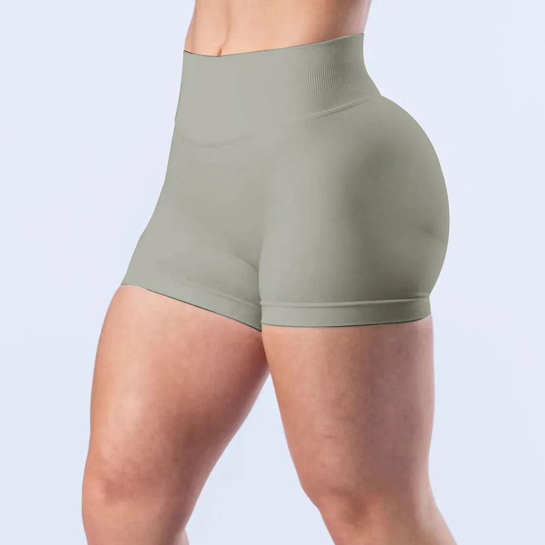 Impact Shorts 4.5" Seamless High Stretch Low Ribbed Band Subtle Glute Contour Shorts Fitness Workout Yoga Gym Shorts