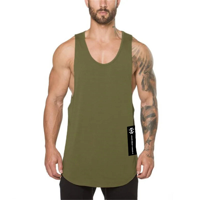 Brand Gym Sport Clothing Cotton Singlets Bodybuilding Stringer Tank Tops Mens Fitness Shirt Muscle Guys Sleeveless Running Vests