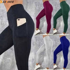 1PC Plus Size Pocket Yoga Pants Women Solid Fitness Sports Leggings High Waist Elastic Gym Tights Female Running Trousers XXXL