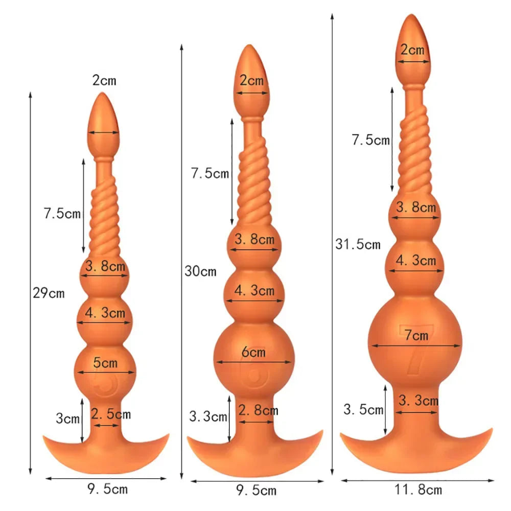 3-10cm Huge Anal Plug with Tail Sex Toys for Adult Games Couples DIY Cosplay Big Butt Plug Silicone Soft Long Anal Beads Women Secondary image