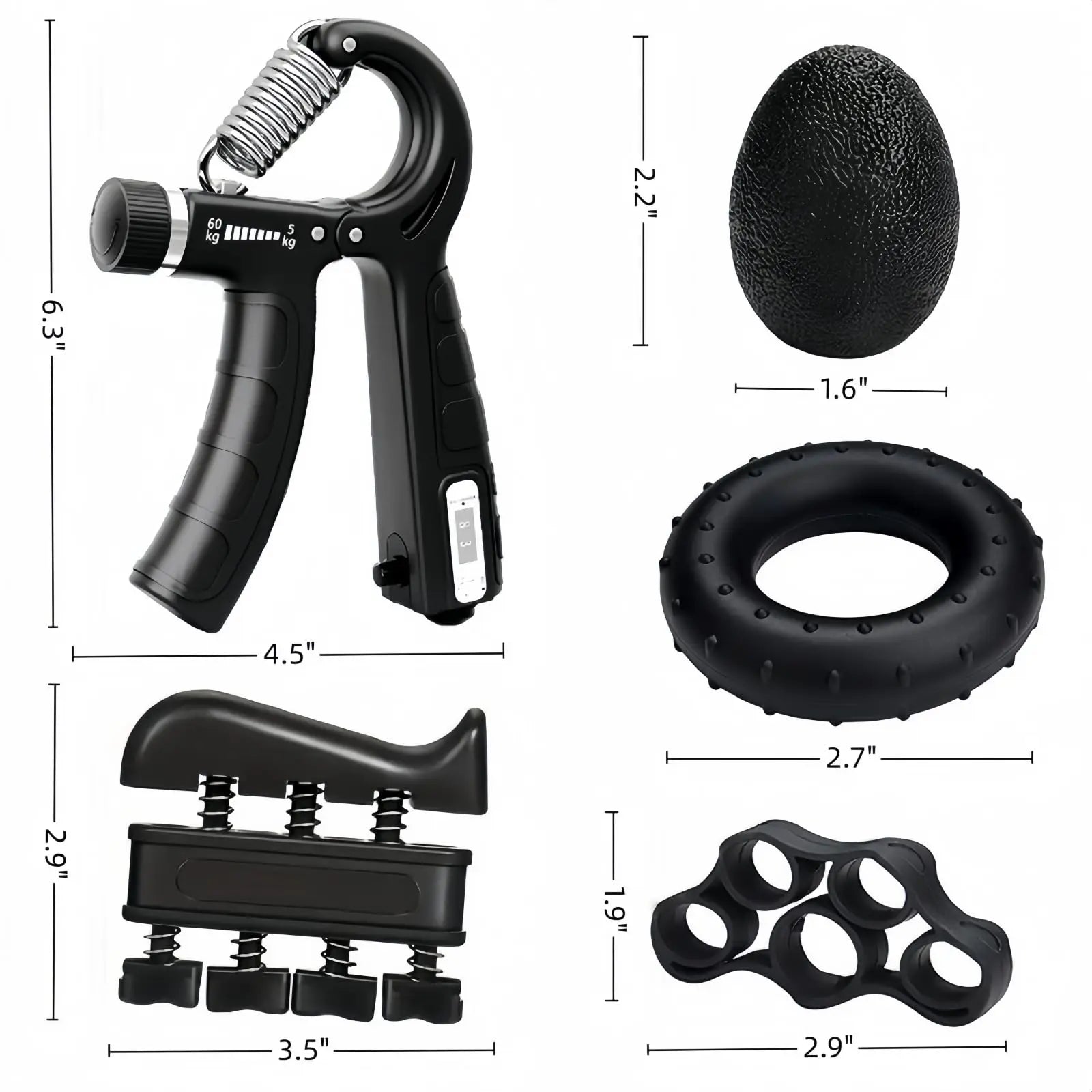 Adjustable Hand Grip Strengthener with Counter, Finger Exerciser Stretcher, Forearm Workout Equipment, Grip Ring Stress Ball, Hand Rehabilitation Trainer, Hand Strength Training Kit