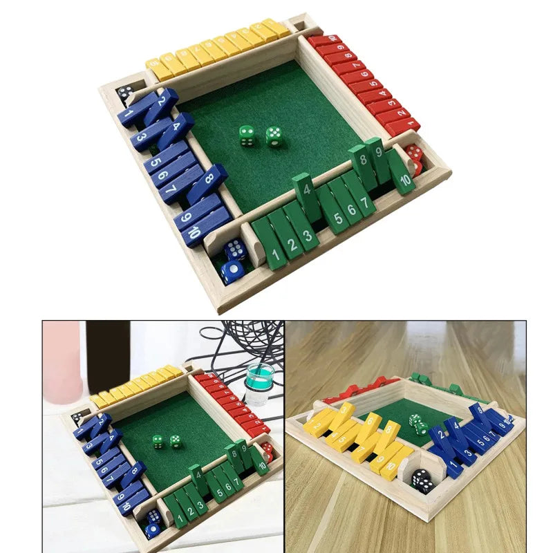 Four-Sided Flip Card Games Intellectual Educational Game Box Dice Toys Parent-Child Games Shut Wooden Number Game Board Games