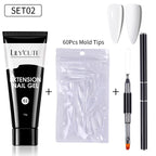LILYCUTE 15ml Extension Gel Nail Polish Set Quick Nail Prolong With Extend Mold Nail Tips Acrylic Solution Manicure Tools Kit
