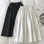 Women Black skirt midi High waist korean style Pleated a line Vintage Clothing 2026 new Summer Casual Fashion Ladies Work Wear