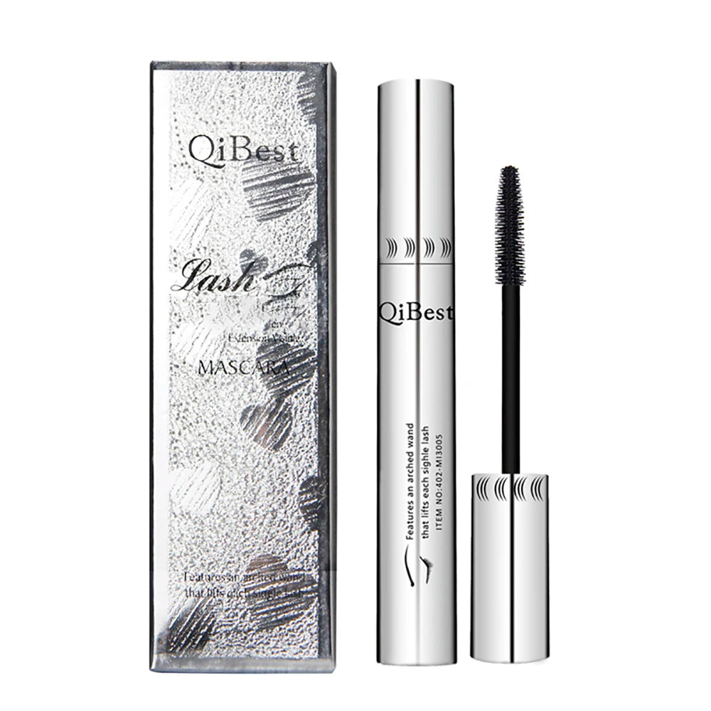 QIBEST 4D Black Mascara Waterproof Lengthening Curling Eye Lashes Rimel Mascara Silk Fiber Women Mascara Extra Volume 5g Makeup