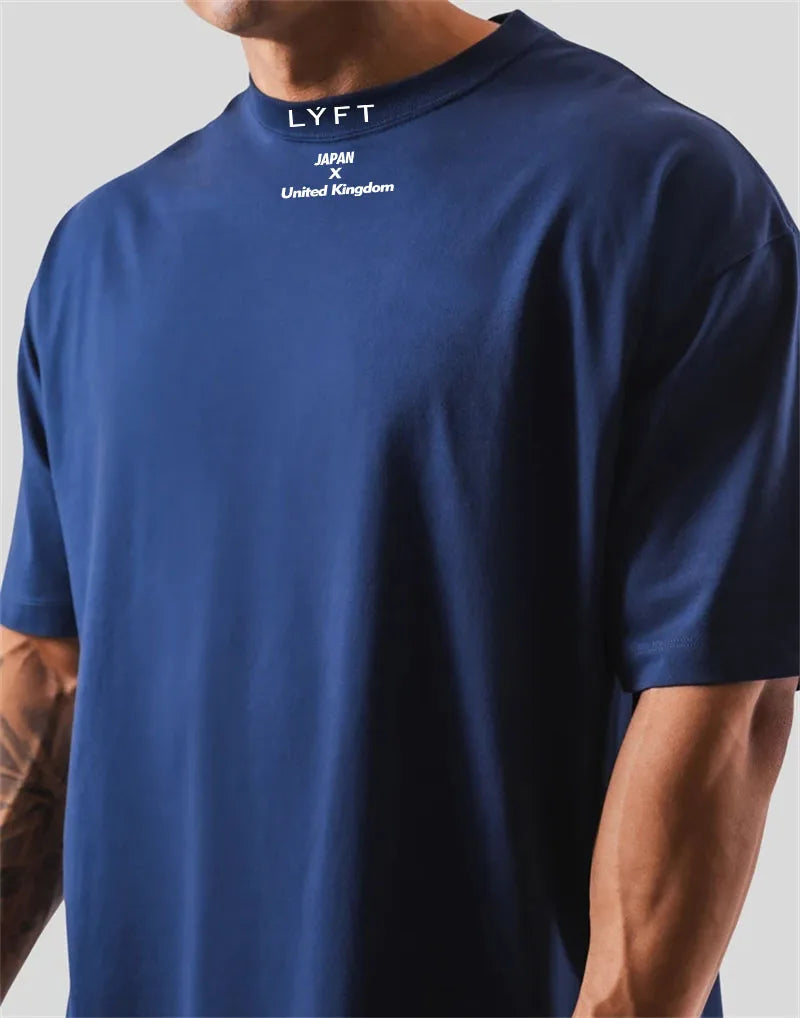 LYFT 100% Cotton Men's Gym T-Shirt Loose Fit Short Sleeve Sport Fitness Running Workout Training Shirt in Sizes M to XXXL Main image