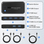 MZX USB 3.0 Switch KVM Switcher Selector Hub Docking Station Dock for 2 Laptop PC Share Keyboard Mouse USB Devices Printer SSD