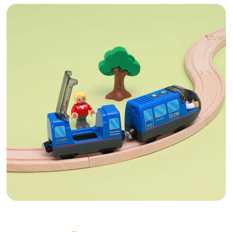 Battery Operated Locomotive Pay Train Set Fit for Wooden Railway Track Powerful Engine Bullet Electric Train for Boys Girls Gift
