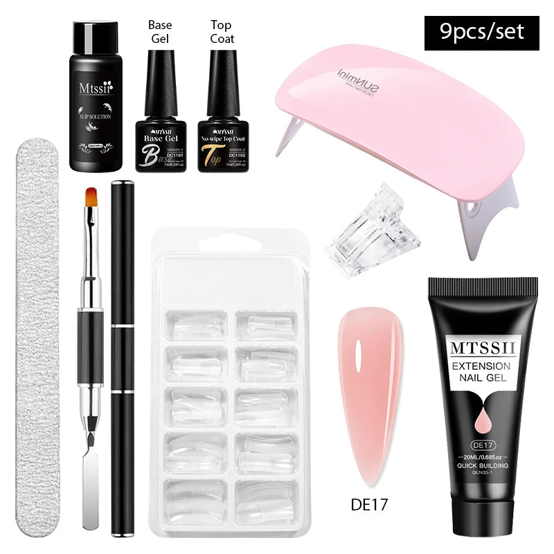 24PCS/Set 20ml Poly Naili Extension Gel  Kit Mini UV Lamp Sealer With Base Top Coat Professional Poly UVNail Gel Kit Starter Kit