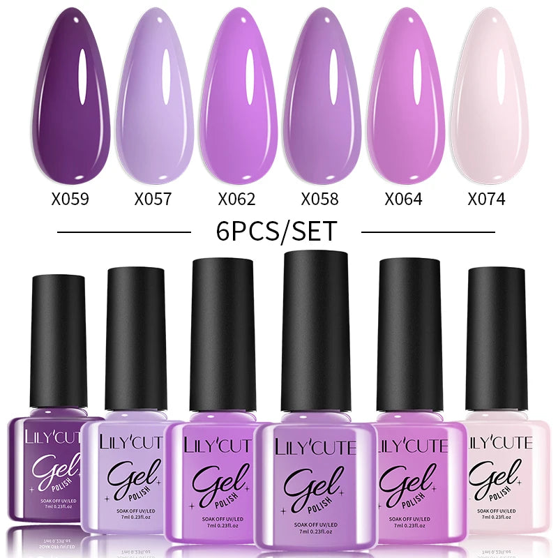 LILYCUTE Nail Gel Polish Set Pink Green Spring DIY Nail Art Design Long Lasting Soak Off UV Gel Manicure Painting Gel Vernis Kit