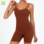 Greenora Women's Workout Romper Sexy Backless Yoga Jumpsuit Slim Fit Bodysuit Fitness Activewear Sleeveless Sportswear One Piece