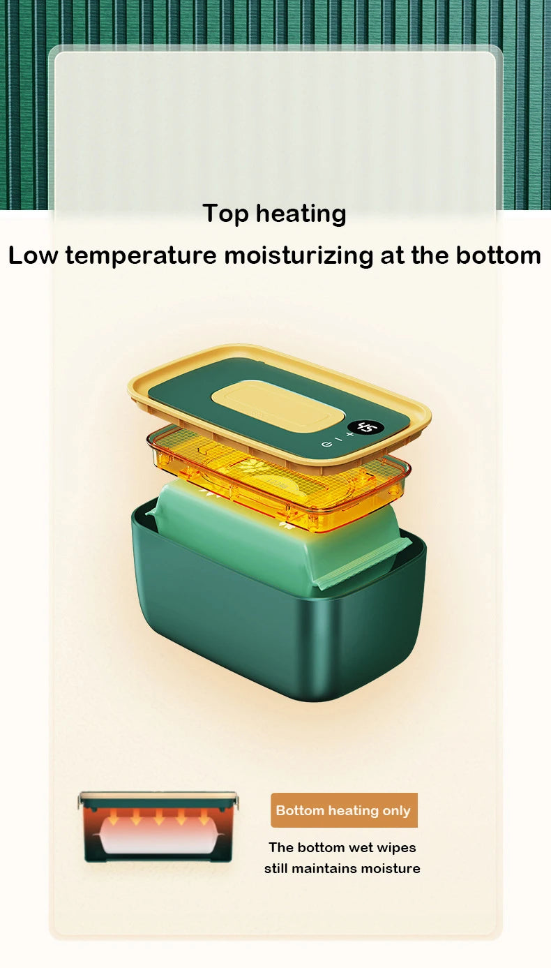 DMWD Electric Baby Wet Tissue Dispenser Paper Case Napkin Heating Storage Box Warmer Temperature Control Thermostat Wipes Heater