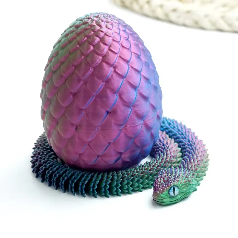 4pcs/set 3D printed snake surprise egg decoration, flexible joints, the best gift for 3D printing enthusiasts
