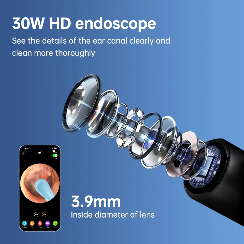 Visual Ear Wax Cleaner with Camera Safe Earwax Removal Endoscope with Camera Luminous Otoscope Ear Cleaning Tools Ear Care Secondary image