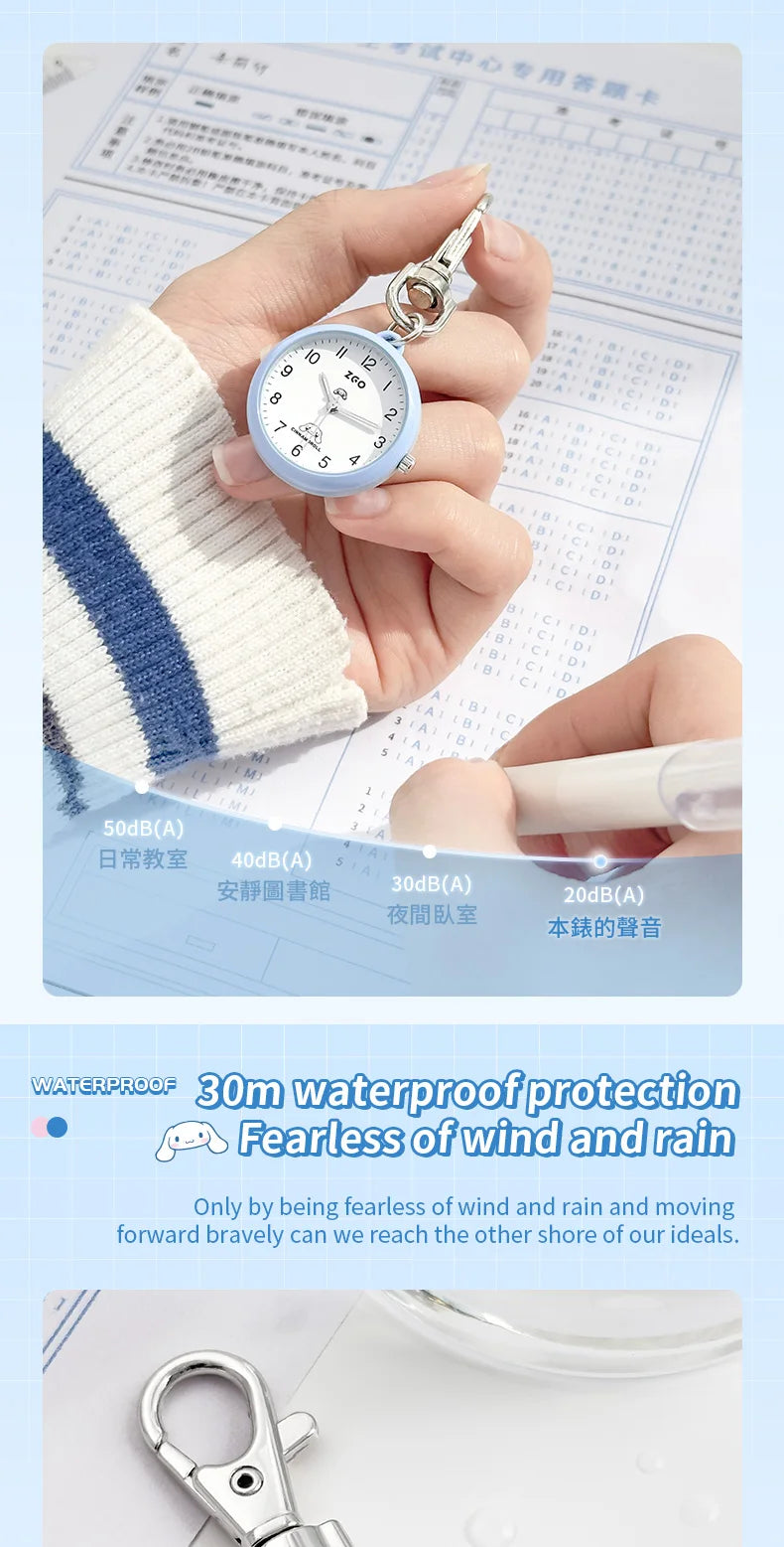 ZGO Sanrio Cinnamoroll Lady Pocket Watch, Simple Design Sense Pendant Watch, Waterproof, Quartz Watch, Gift 733