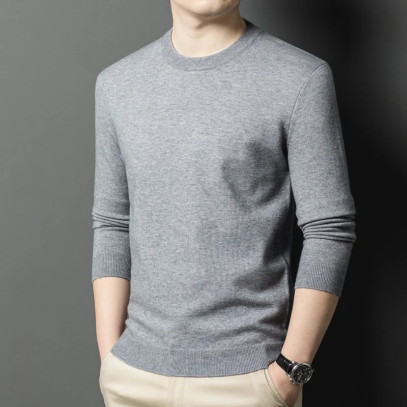 2025 New Men's Casual Sweater Round Neck Long Sleeve Knitted Sweater Diamond Pattern Fashion Versatile Top 2029